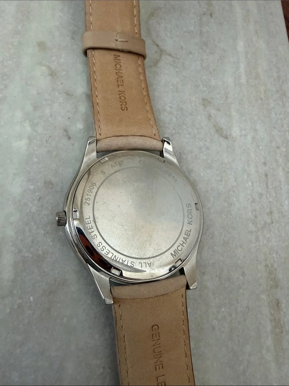 Michael Kors Taupe Leather Strap Watch with Gray Dial